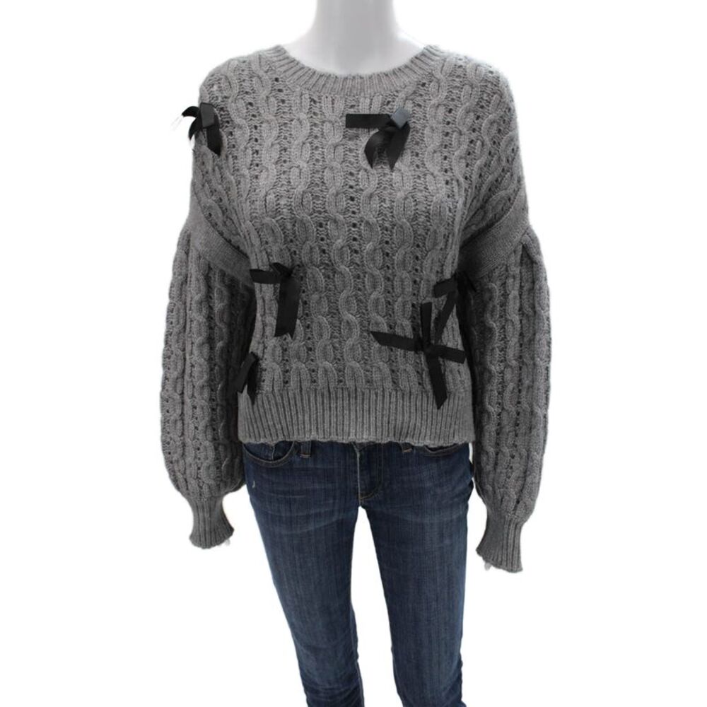Storets Unisex Pullover Sweater Gray Crew Neck Long Sleeve Grunge Size M